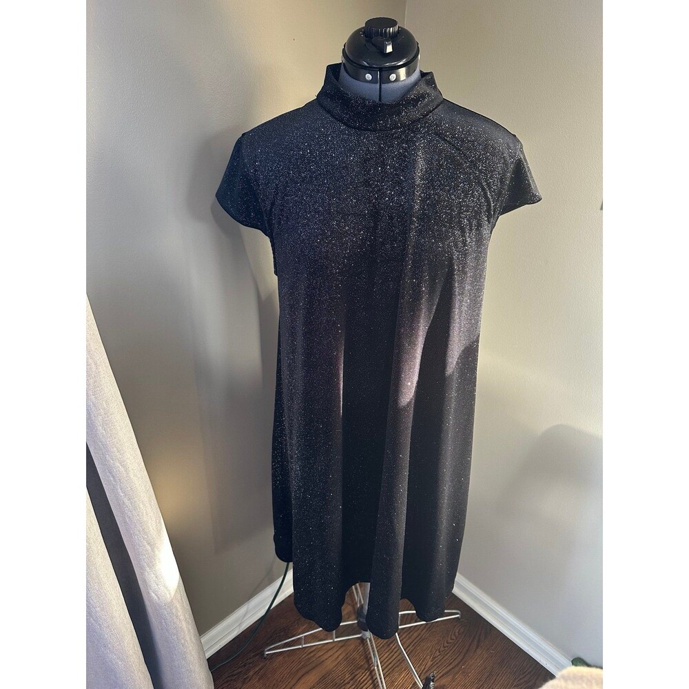 Chelsea & Theodore Black Glitter Mini Dress - size XL
